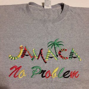 VTG Cal Cru Men's Jamaica No Problem Embroidered Single Stitch SS Shirt